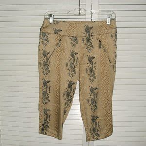 JAMIE SADOCK TAN/BLACK SNAKE PRINT KNEE LENGTH GOLF SHORTS SZ 2 POLY/SPANDEX EUC